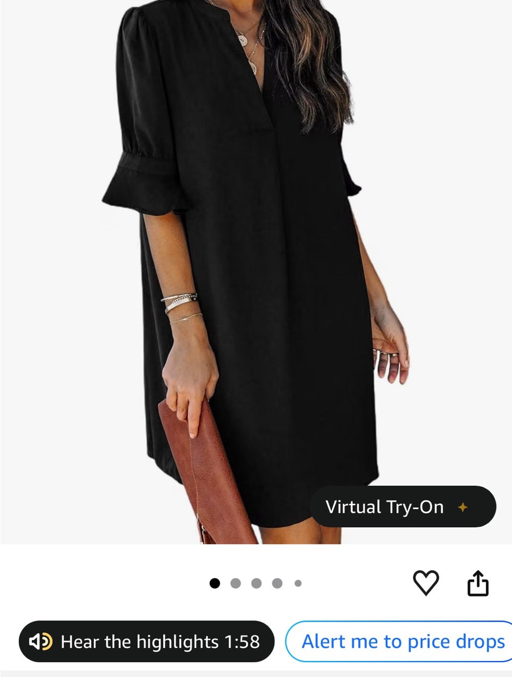 Women’s Black V-Neck Short Sleeve Shift Dress
